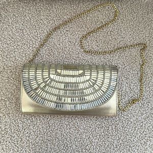 Gold crystal clutch